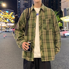 控价59港风格子衬衫宽松外套男女衬衣百搭格子外套CS2404P35，男装衬衫，电商A128