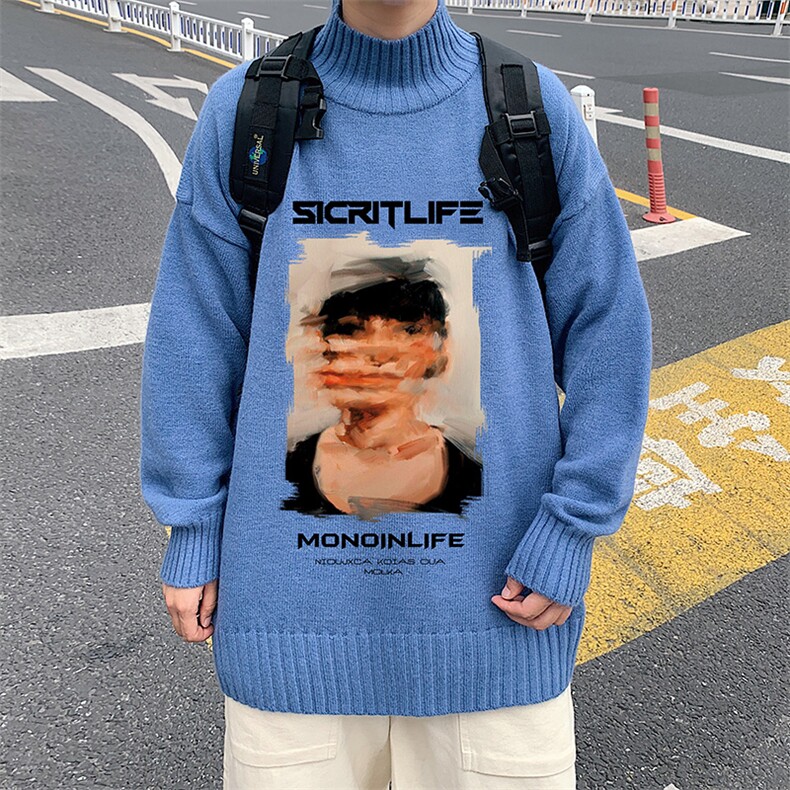 M18213-P45加绒款-P65半高领毛衣男士大码针织衫男毛线衣男,男装针织衫/毛衣,电商A040