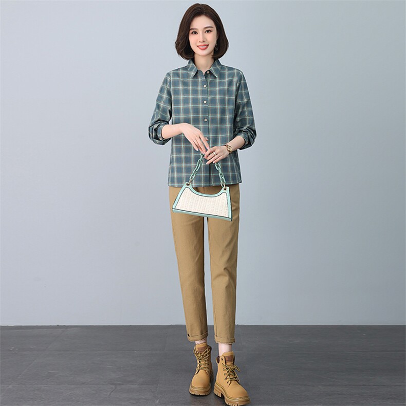 2024年春秋装新款潮格子宽松显瘦韩版气质女减龄两件套,女装套装/套裙,独衣靓