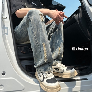 XZ616 夏季新款破洞牛仔裤休闲九分裤 TY2489 P65控78图片