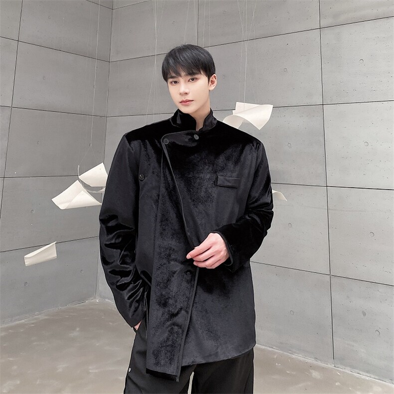 秋季新款金丝绒外套新疆式中山装西服上衣A345-610-P125，男装西服，电商A345