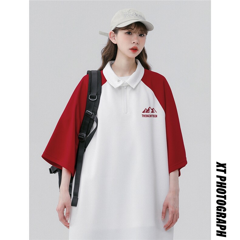 中性风23新款夏季时尚百搭宽松翻领印花短袖T恤DT465P45控68,男装T恤,A247A