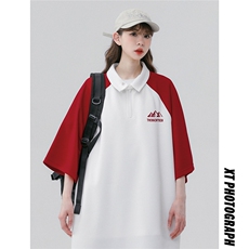 中性风23新款夏季时尚百搭宽松翻领印花短袖T恤DT465P45控68，男装T恤，A247A