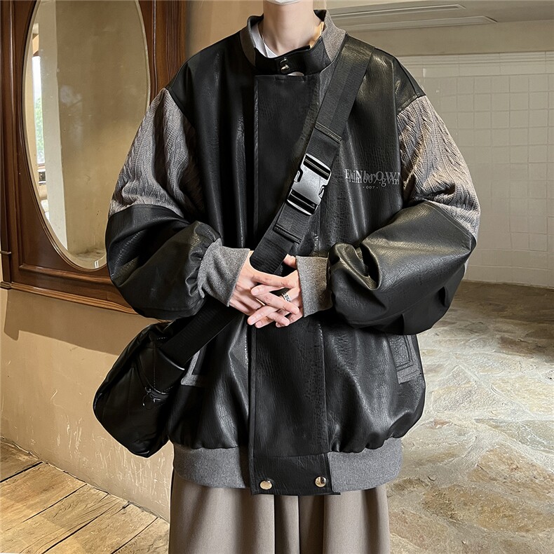 1港风肩膀民族风大码M-5XL情侣女皮衣夹克外套男JK8756P110控149，男装皮衣，星座226-2