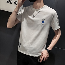 黑色2022精神小伙修身男士印花短袖T恤社会tT087-P38控58，男装T恤，电商A108