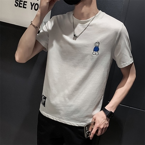 黑色2022精神小伙修身男士印花短袖T恤社会t T087-P38控58图片