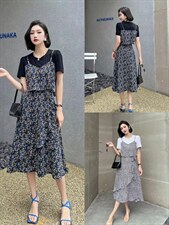 [现货]碎花连衣裙，气质显瘦，两色、四个尺码，女装连衣裙，依柏璐(1F)