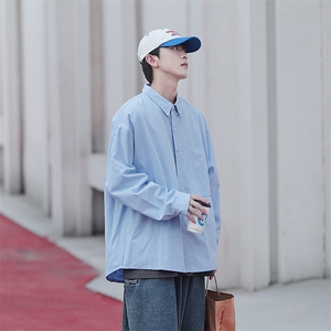 秋季新款 cityboy 白色纯色衬衣宽松长袖衬衫 A017 C1 P70图片