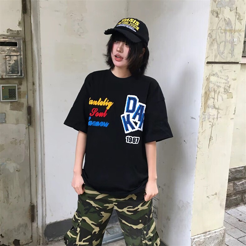 万针全刺绣工艺抖音得物高品质260克重磅纯棉双纱美式高街短袖T恤,男装T恤,电商A486