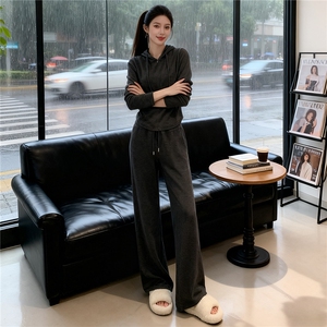潮流气质减龄套装女春季新款时尚洋气连帽开衫卫衣阔腿卫裤两件套图片