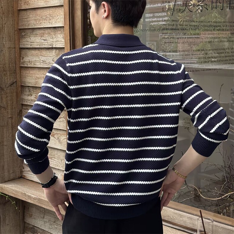 拼色polo毛衣针织衫老钱风F3323-P68,男装Polo衫,星座1012-1