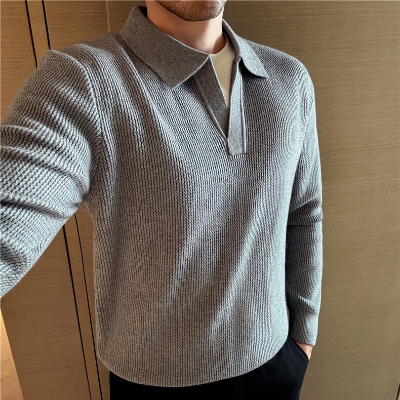 老钱风~羊毛~V领针织衫男士海鸥领毛衣翻领毛线衫M8530-P88,男装针织衫/毛衣,电商A213
