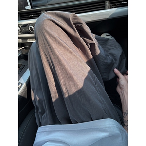 8XL-M多巴胺冰丝垂感慵懒山本裤男夏拖地裤子阔腿休闲裤KZ051P30