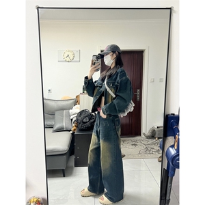 k8888 批65 限88 美式潮流水洗做旧复古休闲直筒长裤图片