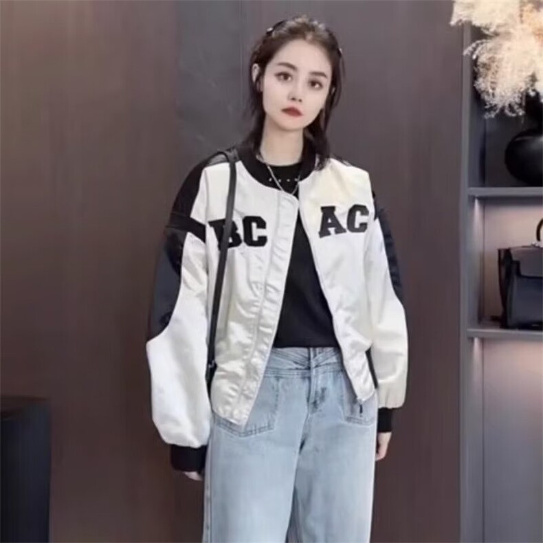 美式复古撞色棒球服女士2025秋季新款高级感短款外套宽松夹克上衣,男装夹克,星座1210-1