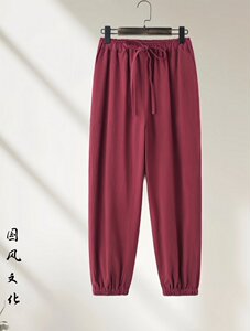 春夏男士风亚麻休闲透气宽松棉麻萝卜阔腿束脚裤GF2582-P50图片