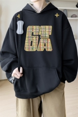 华棉春秋内景美式高街宽松连帽卫衣男大码百搭WY00676/P45加绒P50，男装卫衣，电商B316