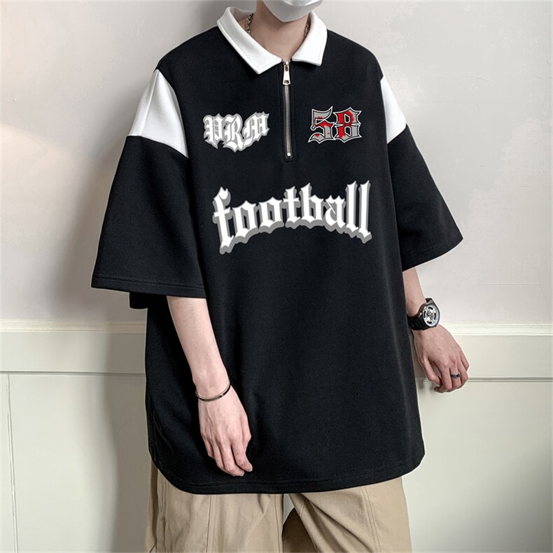 250G纯棉夏季美式复古POLO衫男潮流宽松短袖XP3185-P45控68,男装Polo衫,电商B370