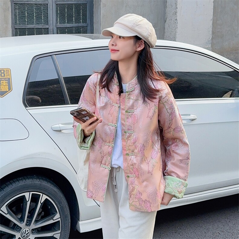 现货！2607A款新中式提花刺绣短款轻薄羽绒服女，女装羽绒服，衣秀之家