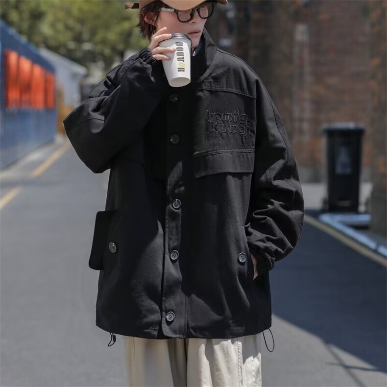工装夹克外套男秋季潮牌宽松日系复古休闲百搭上衣服JD19,男装夹克,星座1116A-1（原606A）