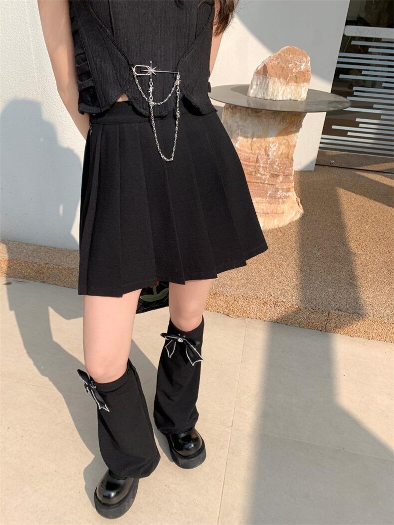 【LILILIN】22L1235原宿袜套百褶裙,女装其它,LILILIN