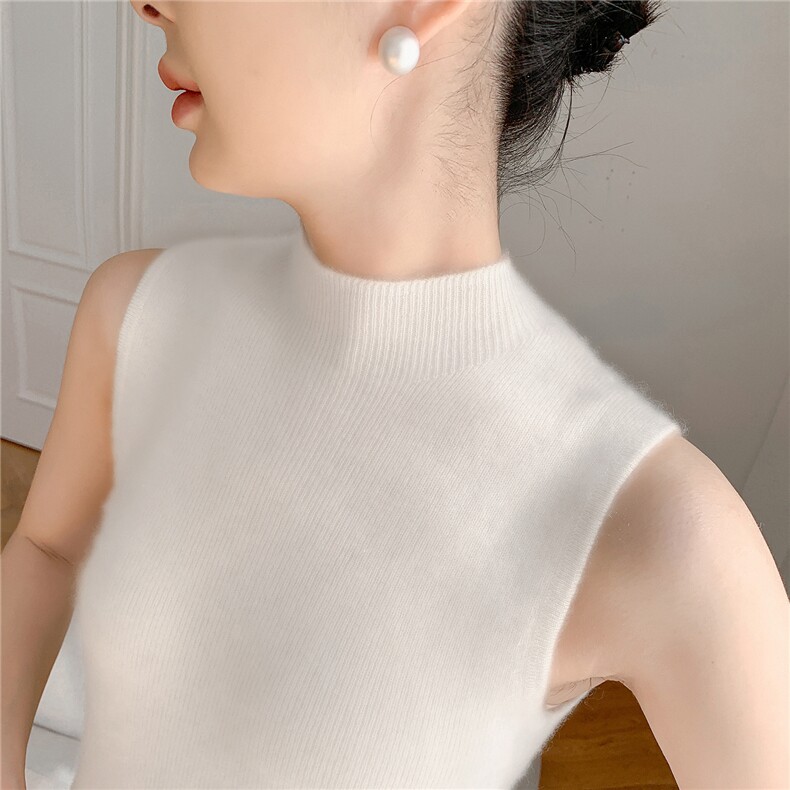 2025年新款女无袖半高成衣抽条,女装羊绒衫,百越羊绒