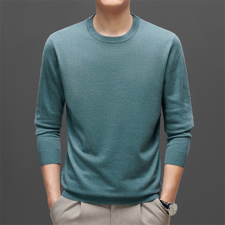 新款圆领毛衣男士秋冬白色内搭打底衫线衣休闲针织衫男装,男装针织衫/毛衣,钱塘6003（原4033）