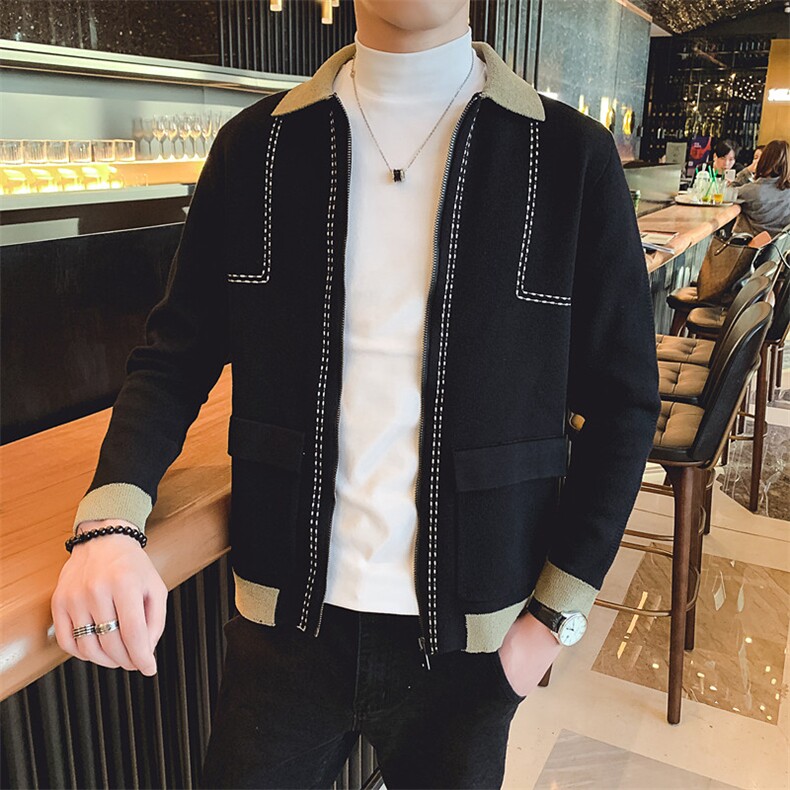 店主风精品秋冬韩版百搭长袖针织开衫休闲夹克毛衣外套V1030-P95,男装针织衫/毛衣,星座308A