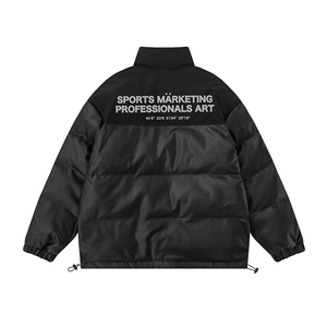 白底23冬季时尚百搭宽松字母印花PU皮棉服外套MY6401P115控158图片