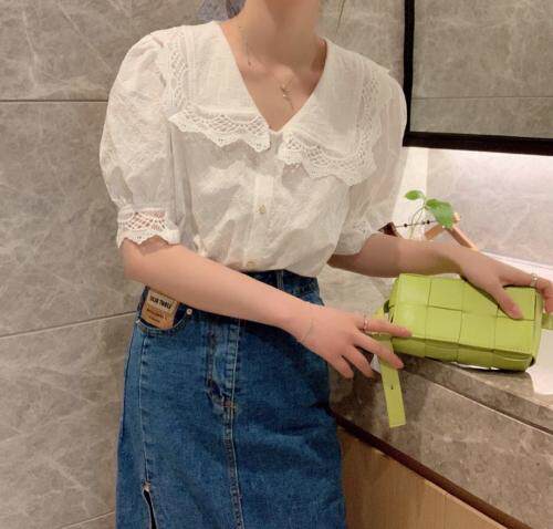 刺绣花翻领衬衣，女装，新袖