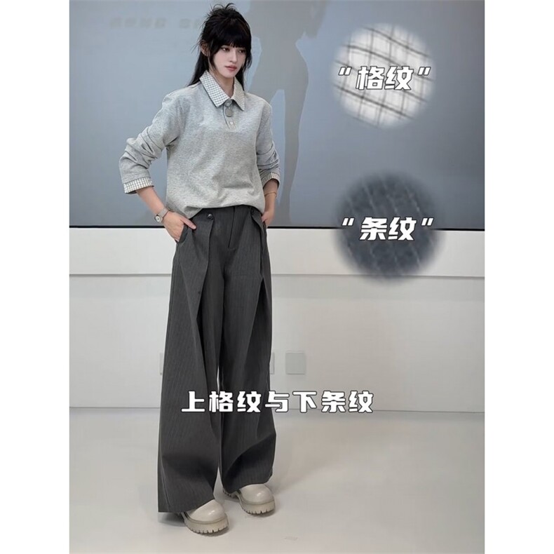 网图春款老钱风cleanfit百搭A字褶宽松直筒休闲裤CK867/特P50,男装休闲裤,电商B350