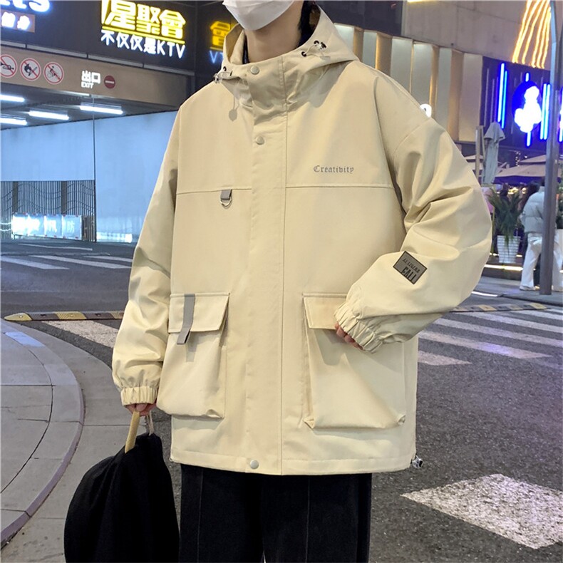 2024春季新款连帽夹克外套男休闲冲锋风衣工装潮A436-D1233-P65,男装夹克,电商A436
