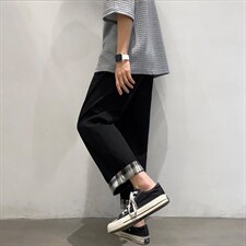 夏新款宽松直筒清凉裤脚条纹休闲裤男k615-特批35，男装休闲裤，星座718-1