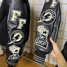 高街潮牌自主夹棉加厚东洋黑骷髅棒球服棉服vibe风外套夹克男短款，男装夹克，星座506A