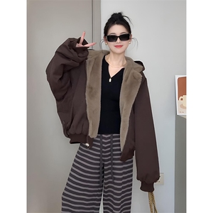 两面穿现货重磅短款座山雕棉衣男女双面穿毛毛绒棉服加厚外套图片