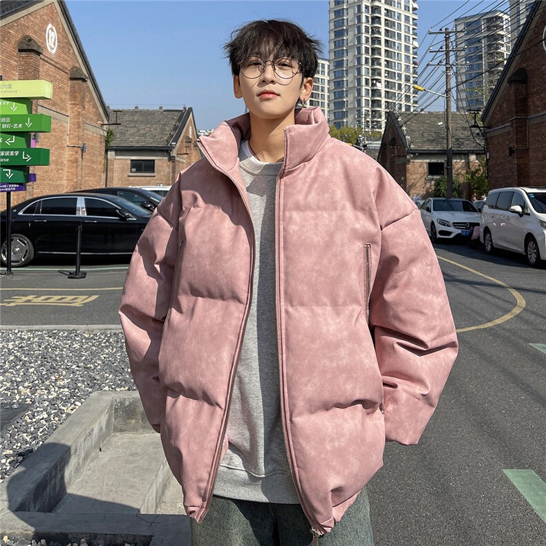港风PU皮复古做旧双侧金属拉链夹克式加棉棉衣男MY77092P130控198,男装夹克,星座227-7