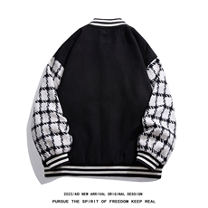 白底22秋冬新款模糊字母印花拼接棒球服情侣夹克外套G706P95控128，男装夹克，电商A247-1