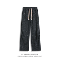 2025秋季美式潮流破洞彩绳设计感休闲卫裤B315-K25827-特p40控78，男装休闲裤，电商B315
