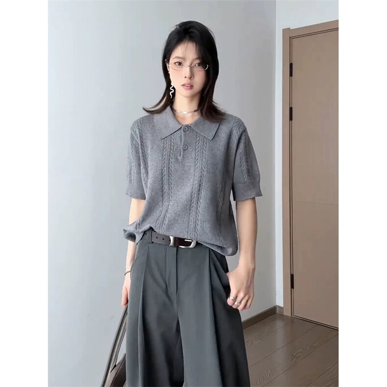 网图有货夏季麦穗花纹提花针织短袖T恤男女老钱风上衣A642-P43，男装T恤，星座1505