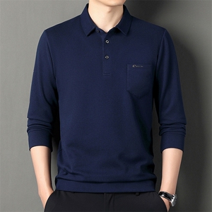 polo衫男士宽松休闲长袖翻领t恤秋季修身大码时尚商务体恤上衣服图片