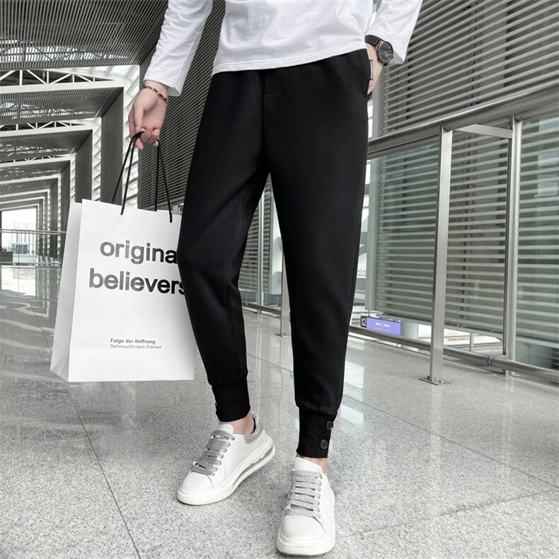 2025秋冬款纯色休闲裤男潮流百搭学生针织卫裤网红同款束脚哈伦裤，男装休闲裤，电商A327