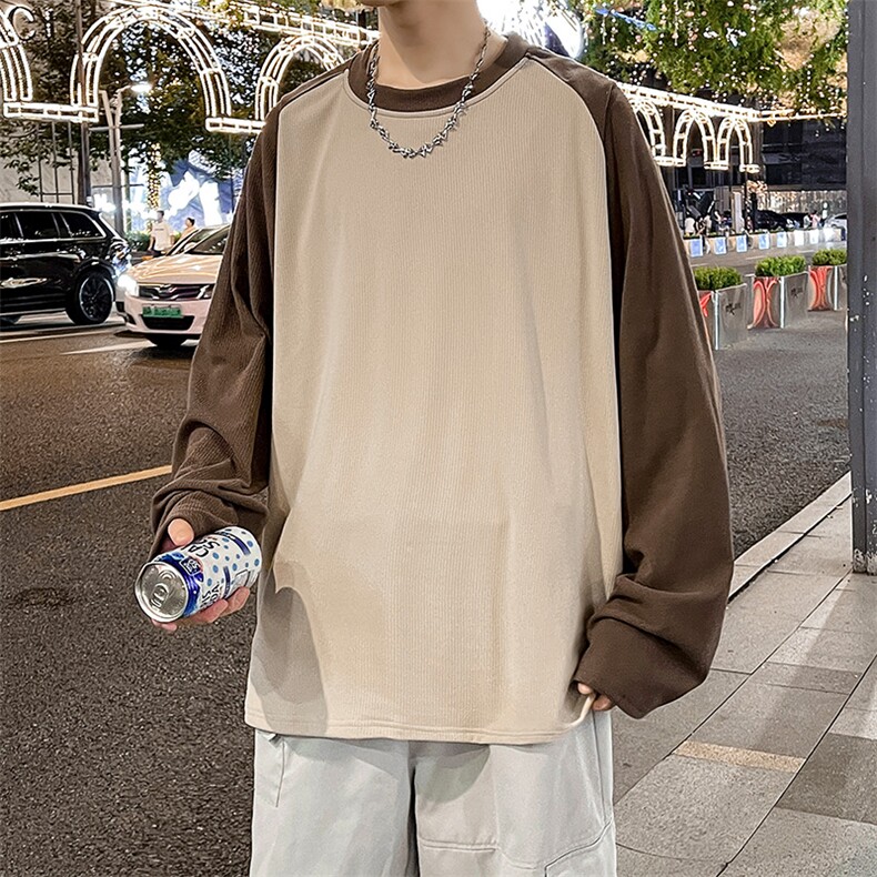 美式圆领卫衣男春秋季潮流宽松撞色插肩长袖外套WY0321-P35,男装卫衣,星座308B-2