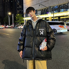 2025冬季新款潮流加厚棉衣PU皮棉服帅气面包服XZ102A-4-5139-P115，男装棉衣，星座211-2