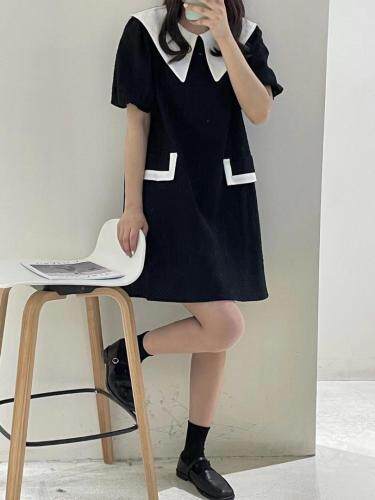 大翻领刺绣连衣裙，女装连衣裙，莎纯希