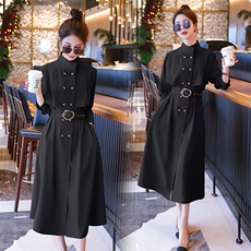 一线轻奢折扣原单尾单清仓2025年新款秋装女双排扣风衣连衣裙，女装连衣裙，尚娜萱