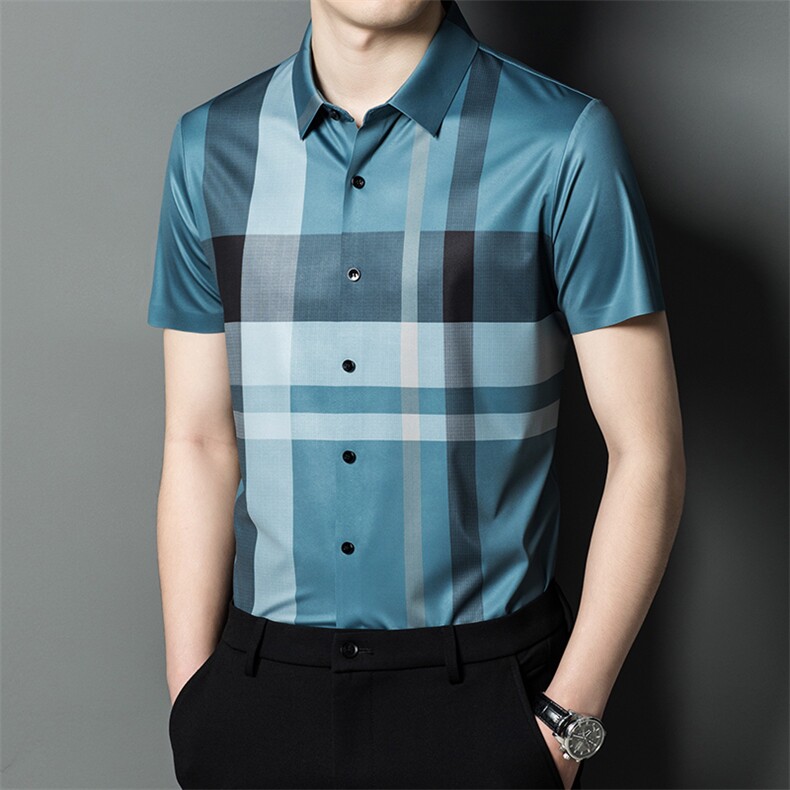 衬衫潮流上衣2024年宽松纯色百搭翻领短袖夏季POLO衫CGF1169，男装Polo衫，钱塘6003（原4033）