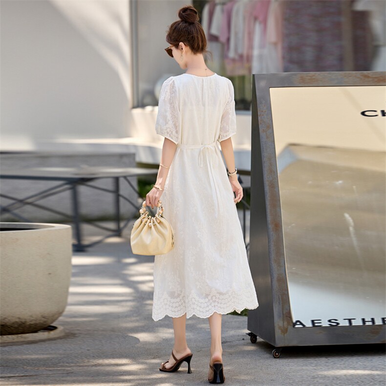 现货2025夏装新款连衣裙女中长款显瘦收腰时尚气质减龄裙子,女装连衣裙,木子恋