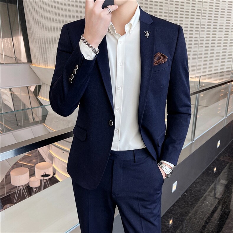 西服套装男西装男士商务休闲职业装修身新郎伴郎结婚两件套礼服潮,男装西服套装,星座505-2（原电商A260-1)