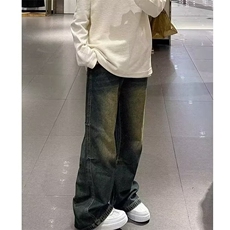 美式复古做旧牛仔裤男秋季潮牌拖地裤子宽松垂感阔腿裤NZ809，男装牛仔裤，星座208-5