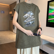 可设48小时发货支持抖音得物来样二开240克重磅美式麂皮绒背心t恤，男装T恤，电商A486
